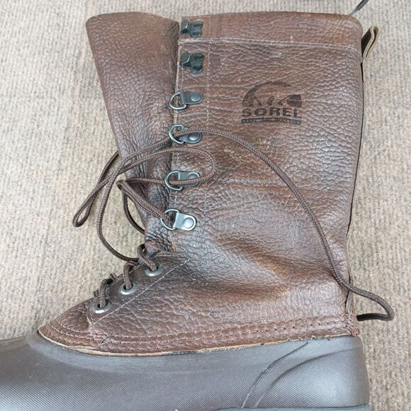 VTG Sorel Pathfinder Kaufman Made in Canada Men\'s Boots 8 Brown Felt Lined main image 16